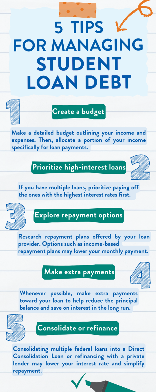 5 tips for managing student loan debt